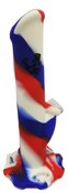 10 inch one part silicone water pipe with silicone down-stem, glass bowl and ice catcher - Red White Blue