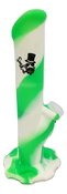 10 inch one part silicone water pipe with silicone down-stem, glass bowl and ice catcher - White Green