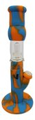 12.5 inch silicone water pipe with glass perks - Blue Orange