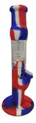 12.5 inch silicone water pipe with glass perks - Red White Blue