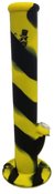 14 inch one part silicone water pipe with glass down-stem glass bowl and ice catcher - Black Yellow