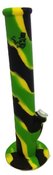 14 inch one part silicone water pipe with glass down-stem glass bowl and ice catcher - Green Yellow Black