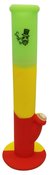 14 inch one part silicone water pipe with glass down-stem glass bowl and ice catcher - Red Green Yellow