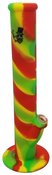 14 inch one part silicone water pipe with glass down-stem glass bowl and ice catcher - Red Green Yellow