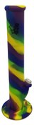 14 inch one part silicone water pipe with glass down-stem glass bowl and ice catcher - Yellow Purple Green