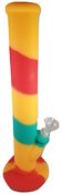 14 inch one part silicone water pipe with glass down-stem glass bowl and ice catcher - Yellow Red Green