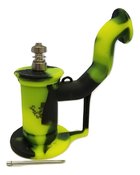 6 inch height silicone dab rig with 10mm nail ,5mm silicone wax container - Green Black