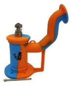 6 inch height silicone dab rig with 10mm nail ,5mm silicone wax container - Orange Blue