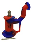 6 inch height silicone dab rig with 10mm nail ,5mm silicone wax container - Red Blue