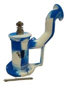 6 inch height silicone dab rig with 10mm nail ,5mm silicone wax container - White Blue