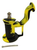 6 inch height silicone dab rig with 10mm nail ,5mm silicone wax container - Yellow Black