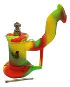 6 inch height silicone dab rig with 10mm nail ,5mm silicone wax container - Yellow Red Green Mashup
