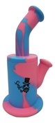 8.5 inches two parts small bubble silicone water pipe with silicone downstem glass bow - Blue Pink