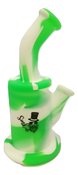 8.5 inches two parts small bubble silicone water pipe with silicone downstem glass bow - Bowl White Green