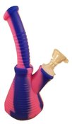 8 inch bent silicone beaker water pipe - Pink Purple