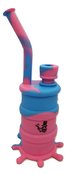 8 inch height drum silicone water pipe with silicone down-stem and glass bowl - Pink Blue