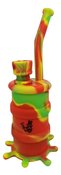 8 inch height drum silicone water pipe with silicone down-stem and glass bowl - Red Green Yellow
