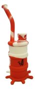 8 inch height drum silicone water pipe with silicone down-stem and glass bowl - Red White