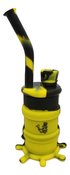 8 inch height drum silicone water pipe with silicone down-stem and glass bowl - Yellow Black