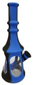 8 Inch Pogoda Silicone Water Pipe with Glass Bowl - Black Blue