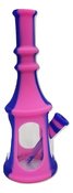8 Inch Pogoda Silicone Water Pipe with Glass Bowl - Pink Blue