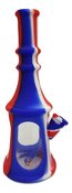8 Inch Pogoda Silicone Water Pipe with Glass Bowl - Red White Blue