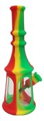 8 Inch Pogoda Silicone Water Pipe with Glass Bowl - Red Yellow Green