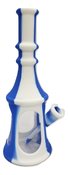 8 Inch Pogoda Silicone Water Pipe with Glass Bowl - White Blue